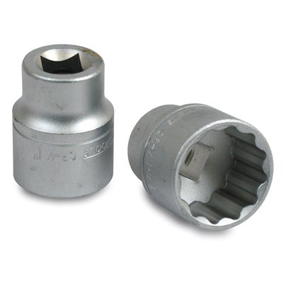 12-point socket with 1/2" drive. Chrome vanadium, satin finish.