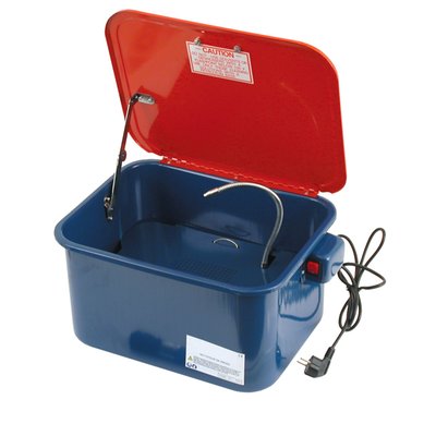 Incl. electric pump; 230V; 2.7-3.3 l/min.; 19 liter; portable; incl. lid; for petroleum based cleaning fluids; approx. dimensions 12" deep x 16" wide x 9" high
Note: Cleaning brush, available as 521138, must be ordered separately.