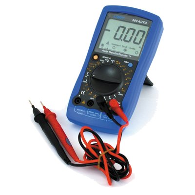 Jumbo display; Measures amongst others; AC/DC volts and Amps; Temperature -40 - +1000 Celcius; Frequency; Resistancy; Dwell angle; Includes operating manual; Dimensions of body: 17.5cm high x 8.5cm wide x 3.6cm thick.
Note: See 521123 for replacement test leads.