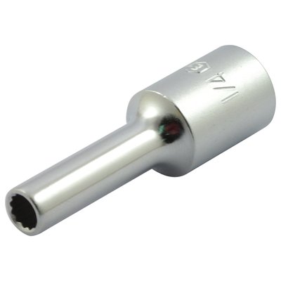 3/8" drive. 12-point socket tool, used to install 910443 (OEM 44314-00) brake pad mount pins for various H-D models.