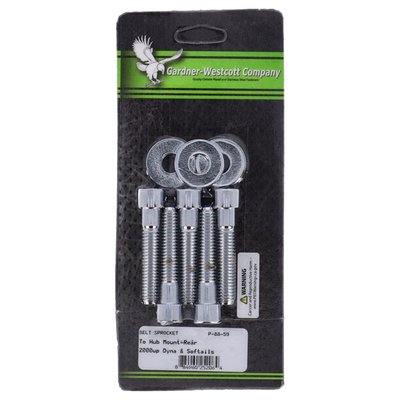 Used to mount rear belt pulleys to the wheel hub. Polished chrome allen head bolts. 
Complete with washers and nuts where applicable.