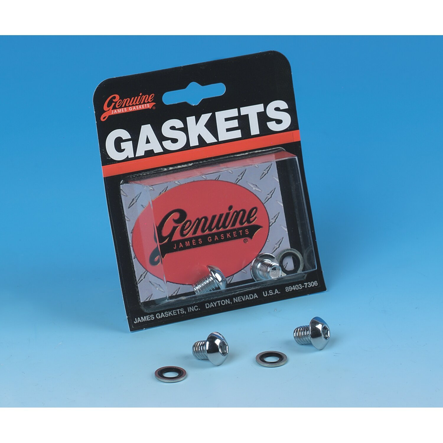 James Gaskets, fork slider drain screws. Chrome button head