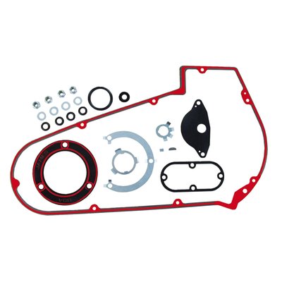 With silicone beaded 0.062" paper primary cover gasket.
Molded rubber inspection cover and deflector seal.
Hardware and seals.