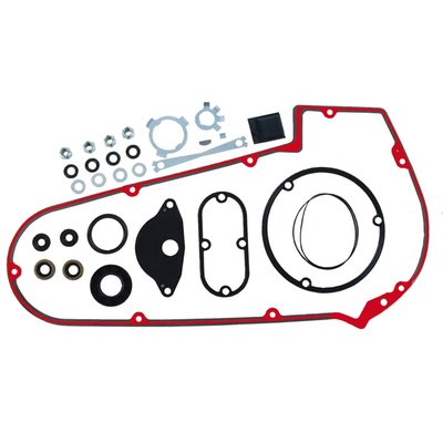 With With silicone beaded 0.062" paper primary cover
Molded rubber derby and inspection cover gasket, deflector seal, hardware and seals.