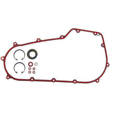 .031" fiber reinforced paper with a silicone bead. Incl. all seals and hardware. (excl. derby cover gasket).
Note: Inner primary to engine case interface gasket 526147 (34934-06) not included.