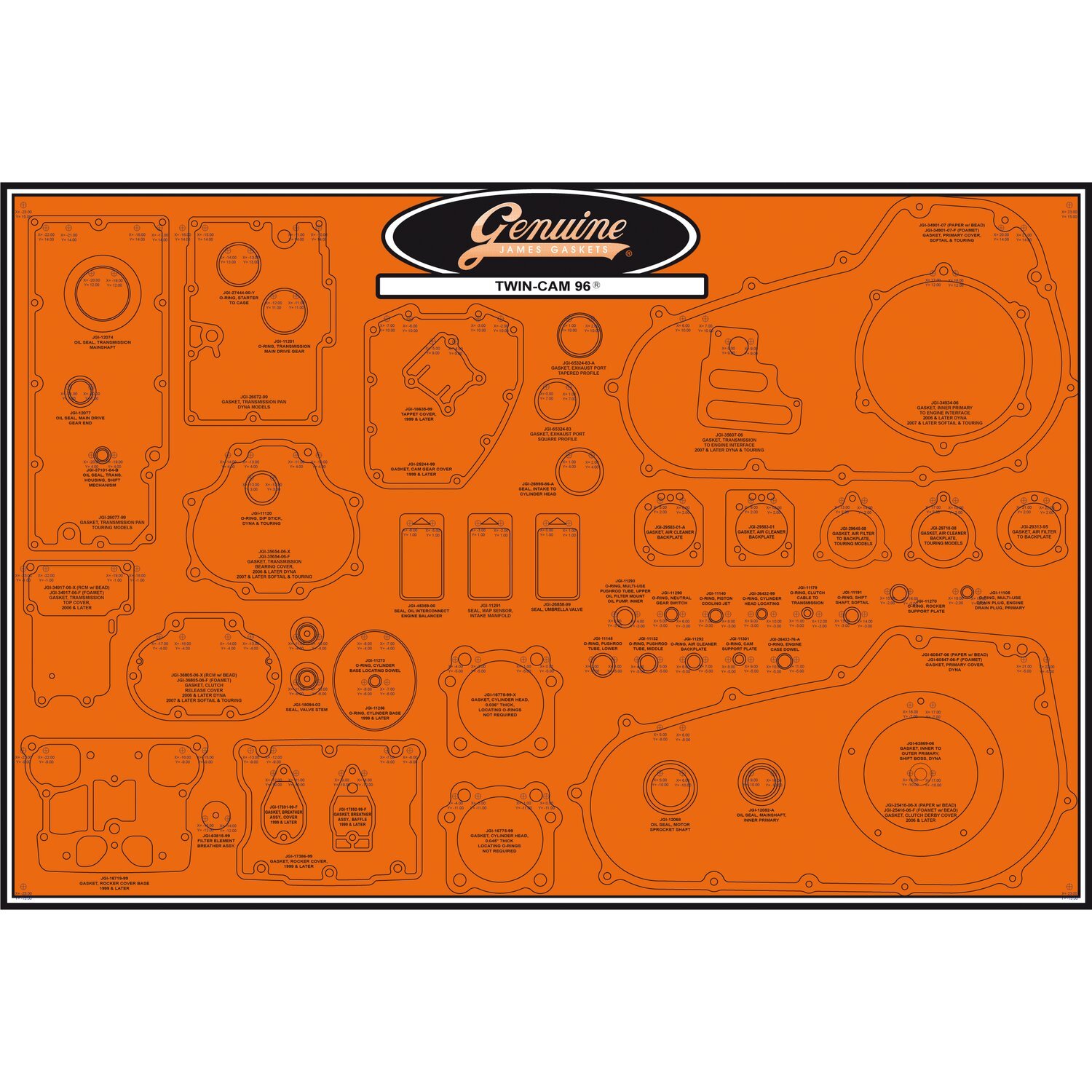 James, gasket & seal board. 6-speed Twin Cam