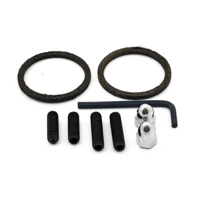 Includes knitted stainless steel wire gaskets and acorn nuts. 
OEM replacement reference (gaskets only) 65834-68A, 65835-86T.