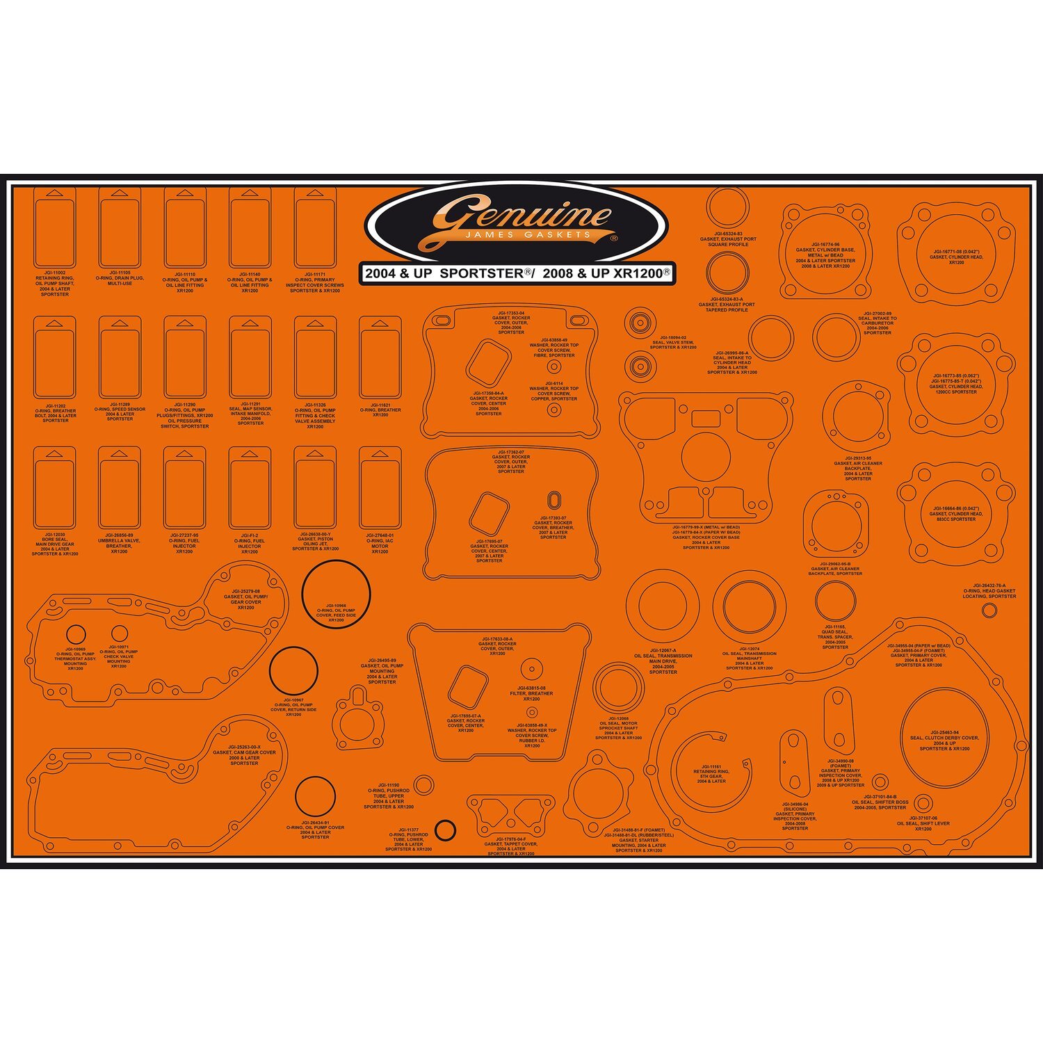 James, gasket & seal board. 04-22 XL Sportster, XR1200