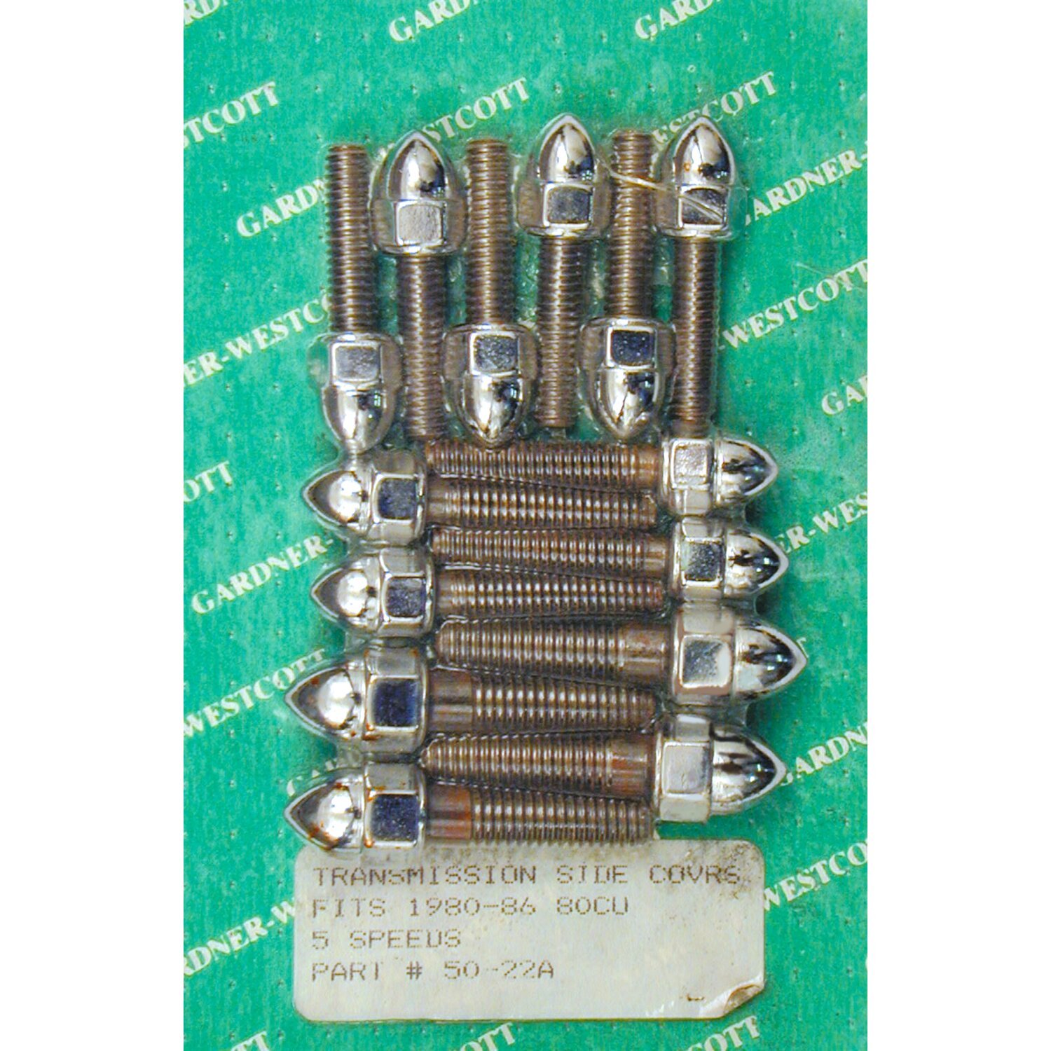 GW, transmission side cover screw kit. Chrome Acorn, Silver