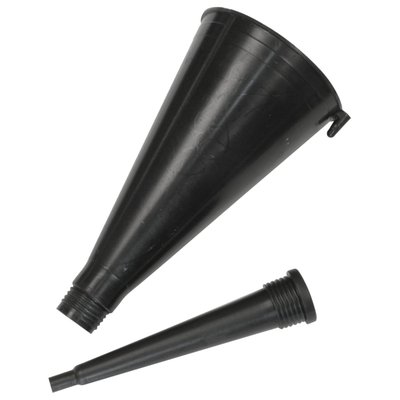 Direct threaded fit some car valve covers. With the extension attachment it will make an oil change simple & clean and reach most oil tanks or transmissions. 
Approx. dimensions: Overall length with attachment 39cm, diameter funnel 12cm, diameter tip 10mm