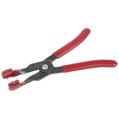 Insulated. Used to remove spark plug wires. Steel pliers with plastic handles.
