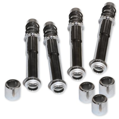 Chrome. Fits engines with +1.00" cylinder length. Includes inner & outer pushrod cover, springs, spring covers and seals (excl. retainers / keepers).
Note: Correct length pushrod retainer clips / keepers must be re-used or ordered separately to match your cylinder length.