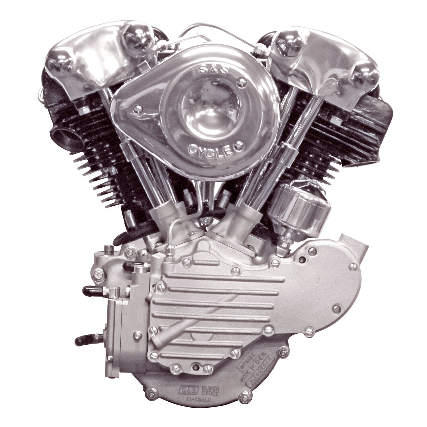 S&S, 93" KN-Kone series engine. Alternator/Generator cases, Silver, Raw