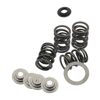 High performance valve spring kit. Includes steel top collars, lower collars, valve springs and valve keys. Fits stock Knuckleheads, S&S Knucklehead tins and all S&S KN (Knucklehead) style engines.
Note: OEM valve guides may require shortening.