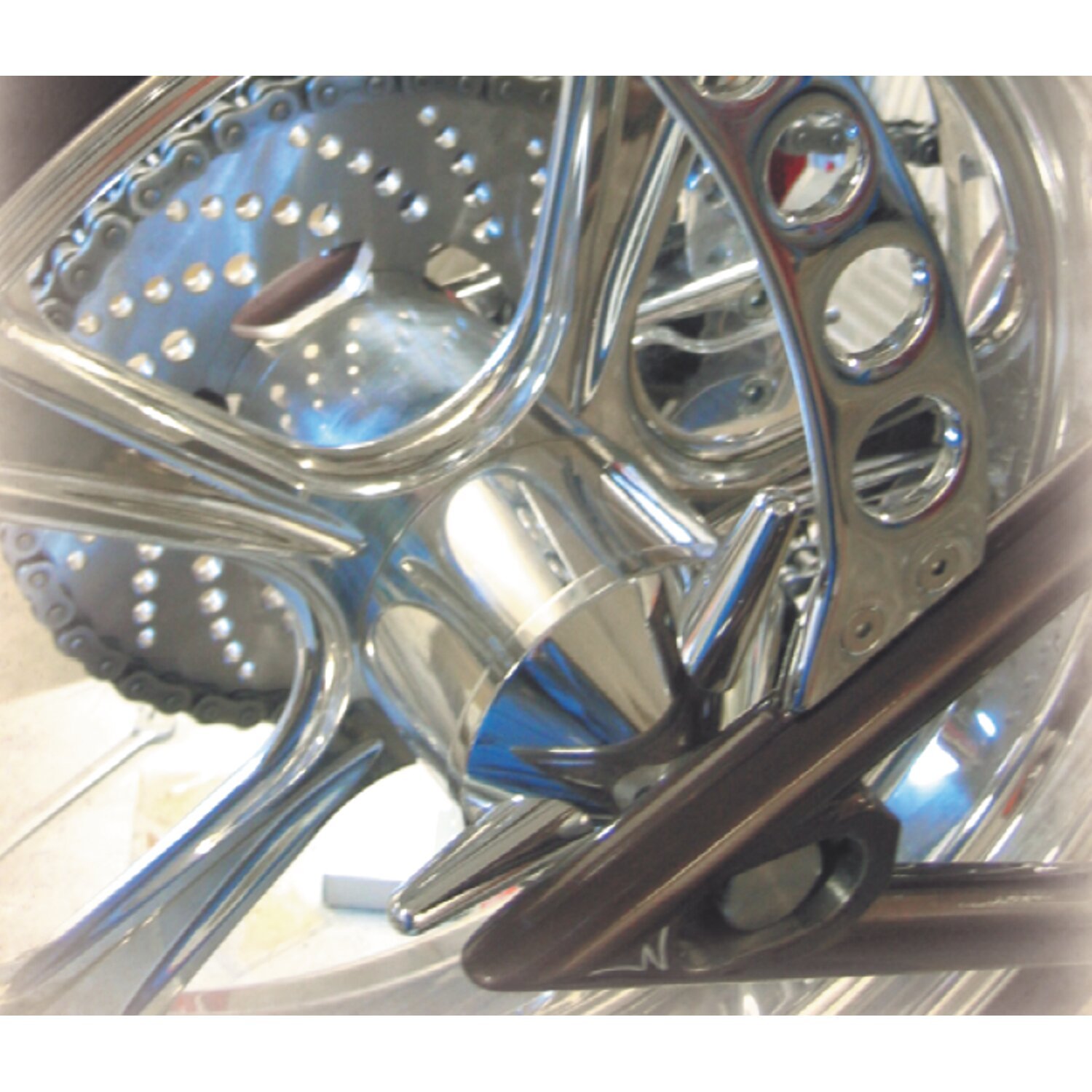 Kustom Tech, spinner wheel hub cover. Aluminum, Polished