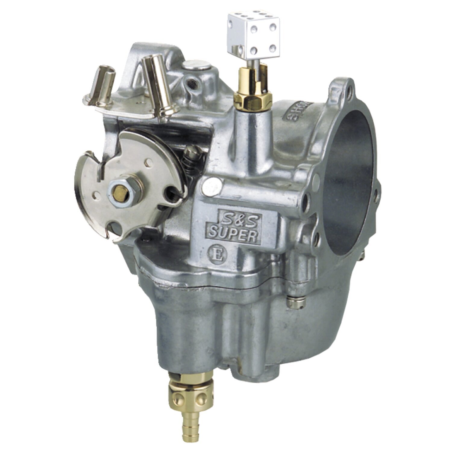 Kustom Tech, in-line fuel valve for S&S E/G carb. Brass, Polished