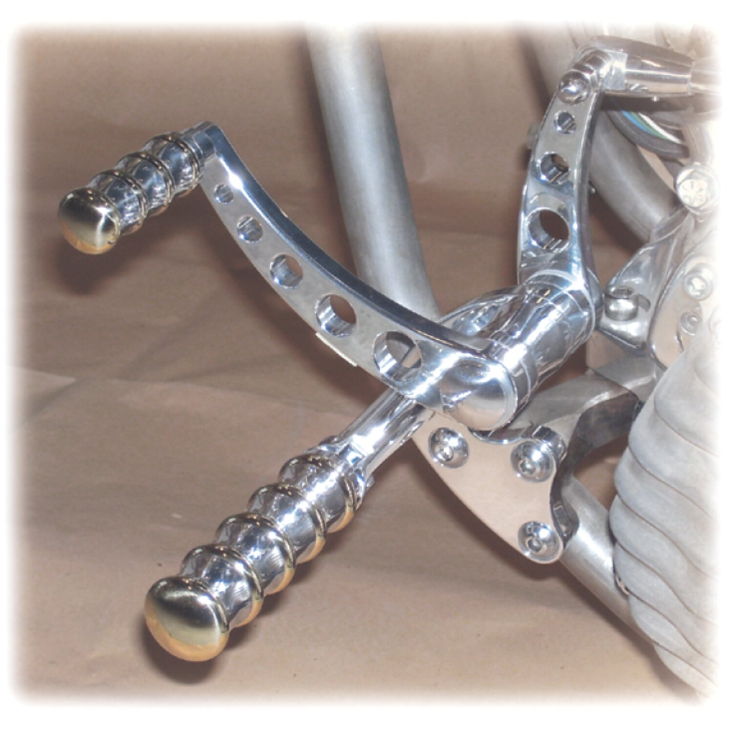 K-Tech, Vintage Style forward controls. Polished & brass, Silver