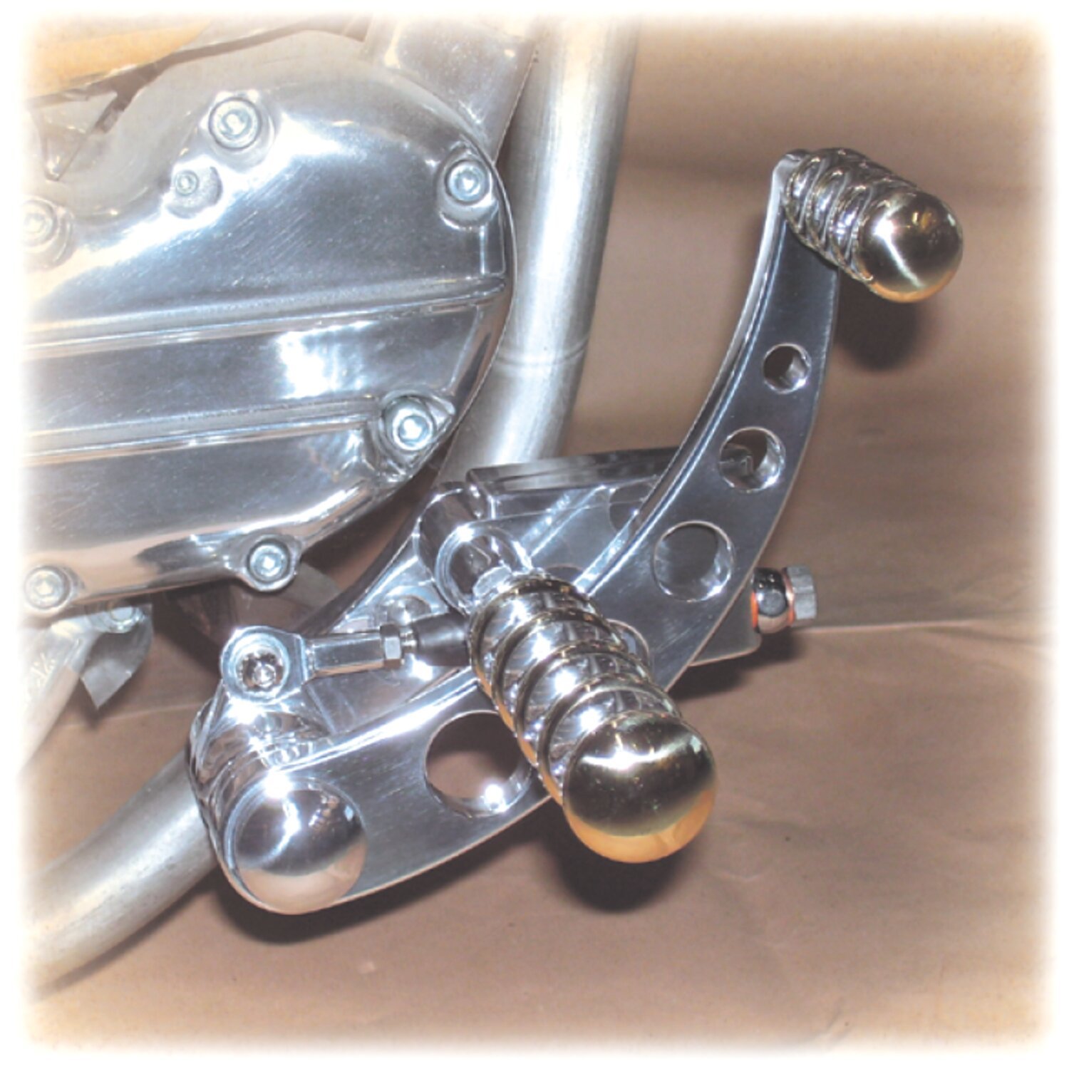 K-Tech, Vintage Style forward controls. Polished & brass, Silver