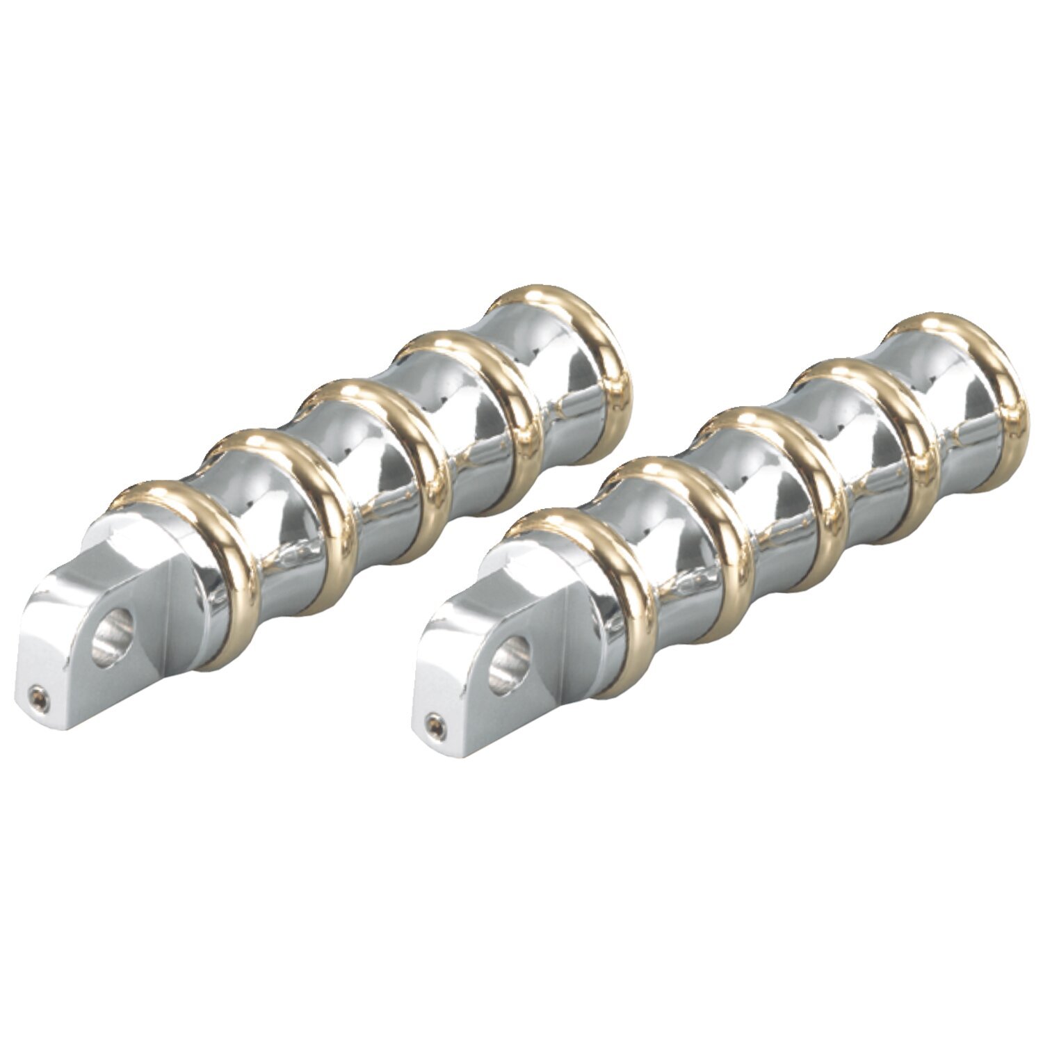K-Tech, Vintage rider foot pegs. Polished & Brass, Silver
