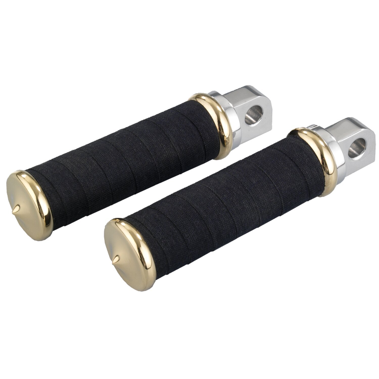 K-Tech, Fabric Tape rider foot pegs. Polished & Brass, Black