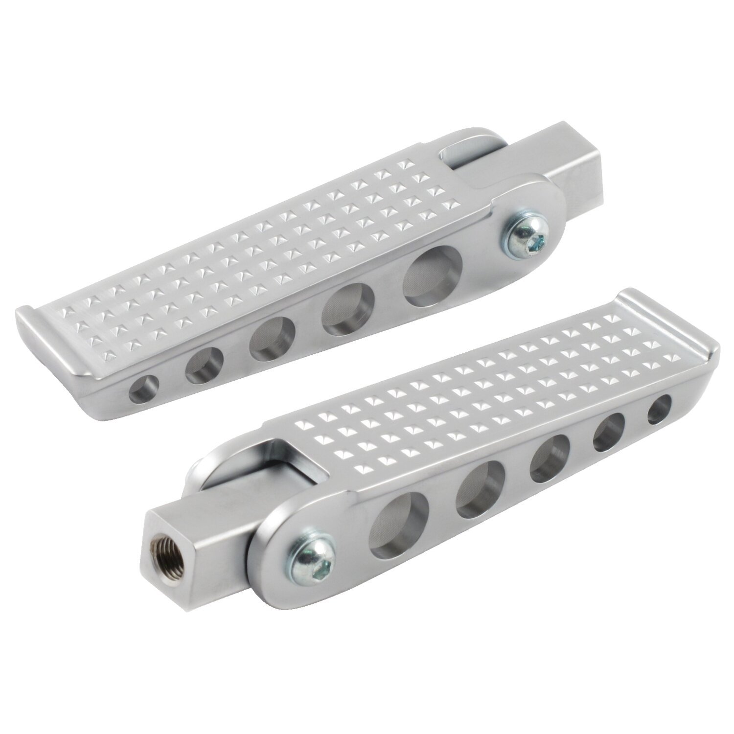 Kustom Tech, cast brass knurled footpeg set, Silver, Chrome