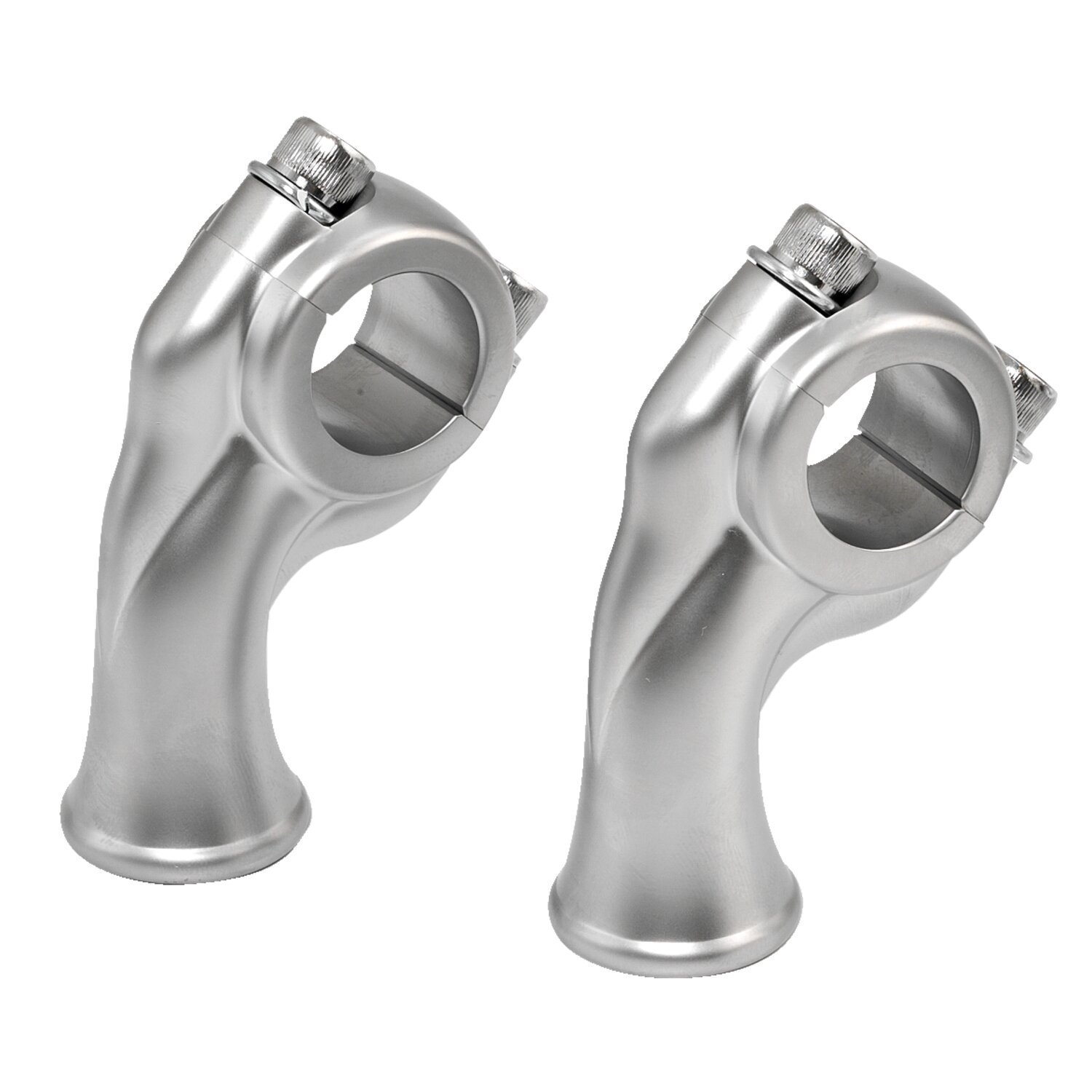 K-Tech, deluxe risers, 2.5 inch rise, Silver, Satin