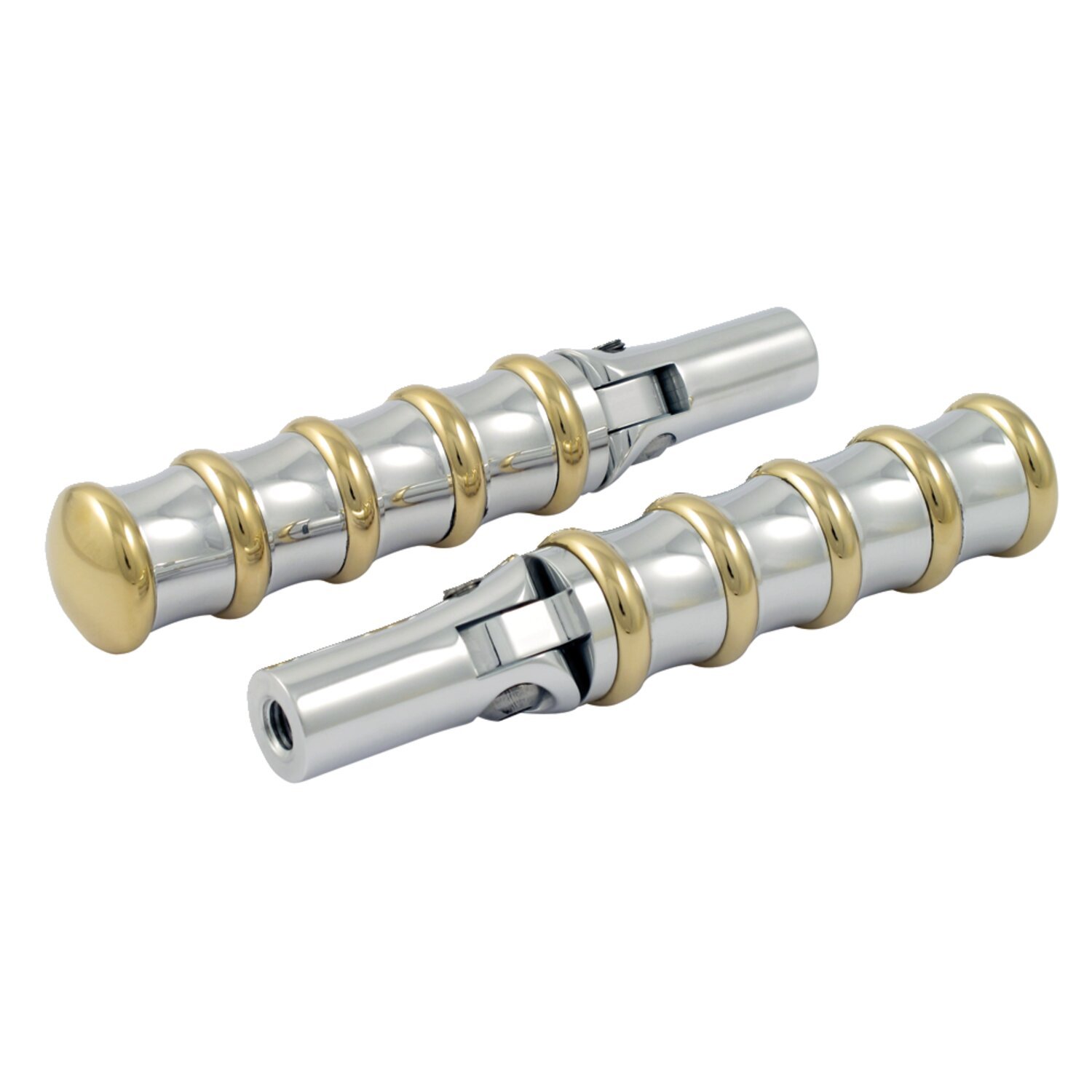 K-Tech, Vintage folding foot pegs. Polished & Brass, Silver