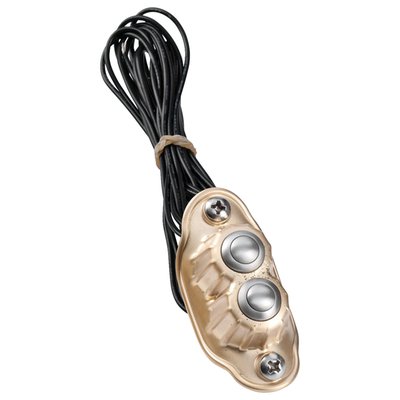 Satin finished forged brass housing. With 2 polished stainless steel momentary push button switches. Great radical-retro looks on its own and perfect to style-match with Kustom Tech's handlebar controls. 

Note: See 532395 for stock replacement polished stainless Kustom Tech micro switch only.