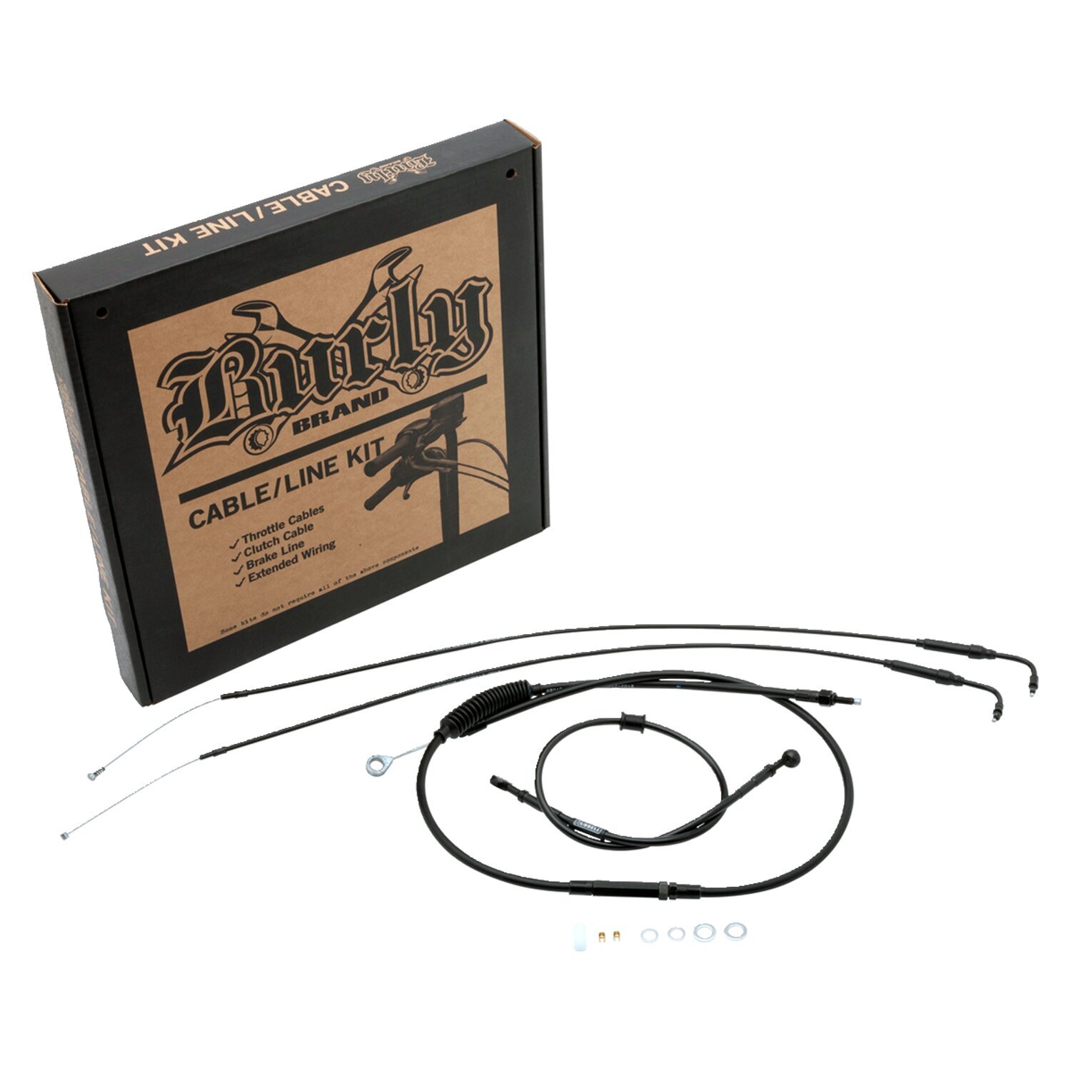 Burly, short cable & line kit for Clip-On / Clubman bars, Black