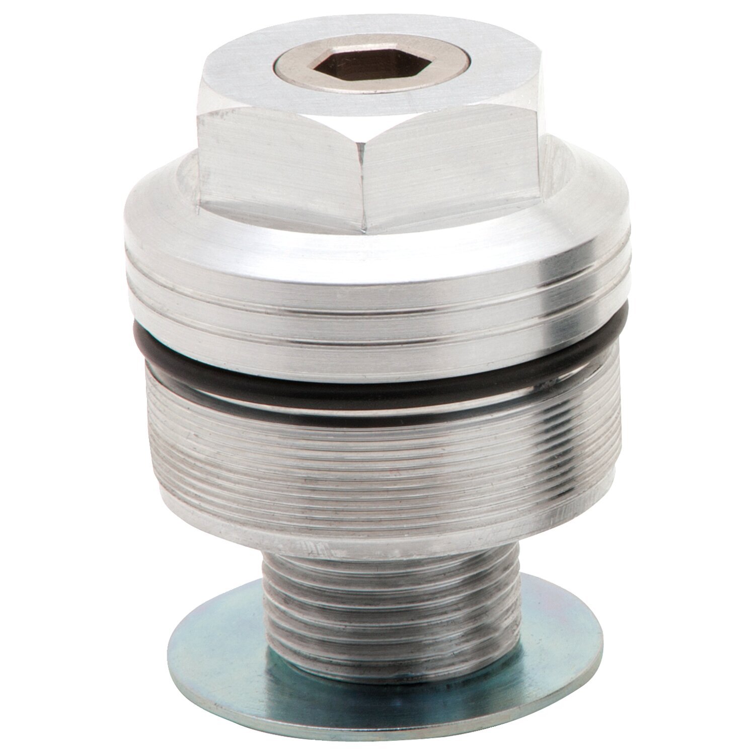 Burly, 49mm fork spring preload adjusters. Clear anodized, Silver