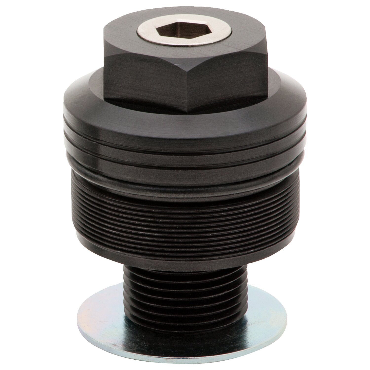 Burly, 49mm fork spring preload adjusters. Black anodized, Matte