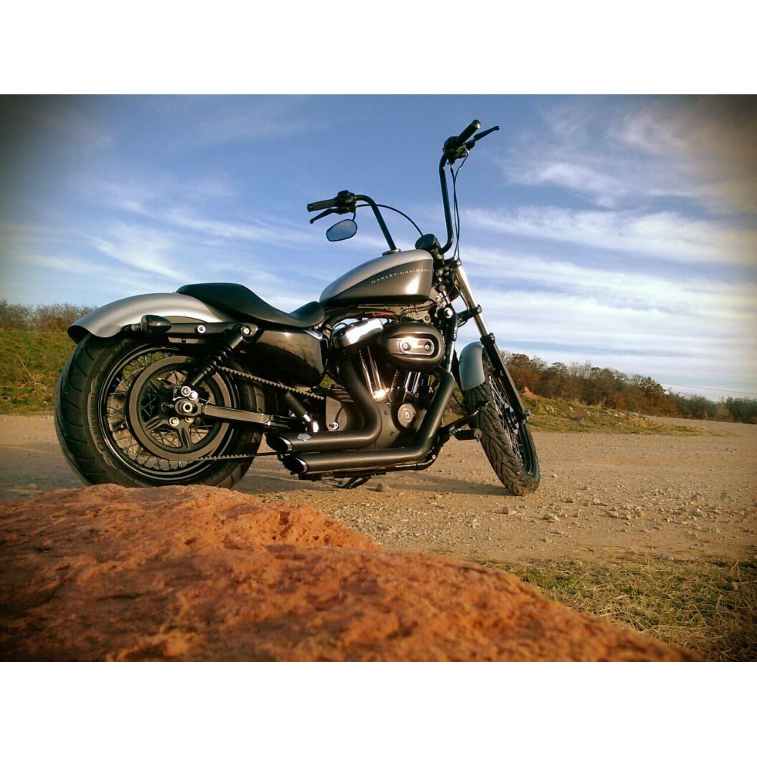 Burly, 1" Narrow Apes handlebar. Black, 16" rise, Powder Coated