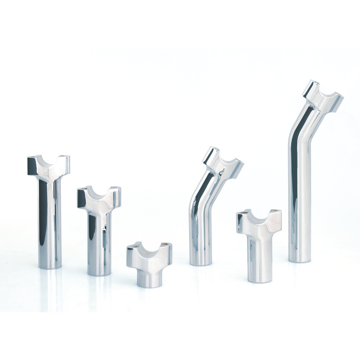 Wild1, Chubby risers. Straight. 1.5" rise, Silver, Chrome