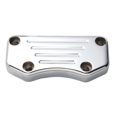 Ball milled, billet aluminum with exposed mounting bolts. Works with stock style risers and all 1" handlebars, 
Chubby bars and all other 1-1/4" bars that are 1" at the risers.