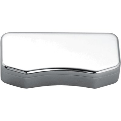 Smooth, billet aluminum with hidden mounting bolts. 
Works with stock style risers, with 3-1/2" distance between riser mount bolts and offset top clamp bolts, and all handlebars with 1" diameter clamping area.