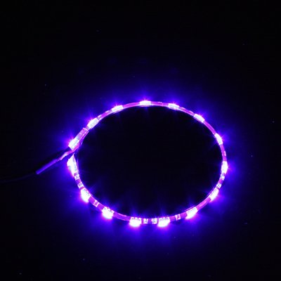 Designed to mount on the rear side of brake calipers. Requires a flat rear section of the caliper and 5/8" clearance between caliper and wheel. This oval 'wheel light' gives 360° high power LED lighting. Mounts with included 3M double sided adhesive tape. Wires are 84" with high temperature protective black sleeve.
- Black.
-15 LEDs.
- Ultra Violet (pink) LED accent lights.
- Approximate dimensions: 2.9" wide x 2.3" high and 0.4" thick.