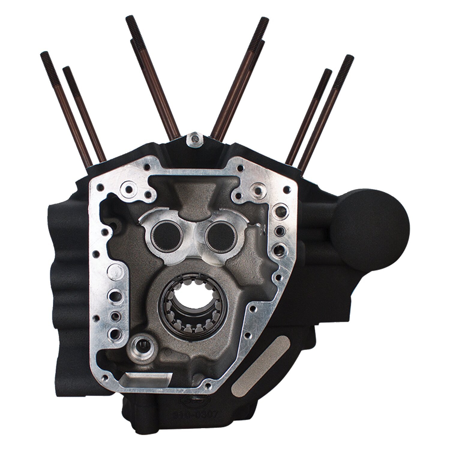S&S, 07-16 T2 crankcase assembly, STD bore, Black