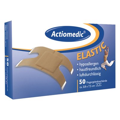 Finger joint plaster. Elastic woven textile. 38mm x 75mm. Skin colored. Hypoallergenic and air regulating for universal use. Will not cause allergic reaction like latex plasters. Sold in pack, separately sealed.