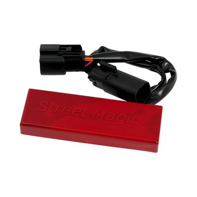 Used to transform your rear turn signals into running, brake & turn signals. 
Choice of 10 user selectable built in brake light strobe/flash patterns (user can also select no strobe/flash on brake). 
Additional functions include selectable running light intensities to match the running light brightness of turn signals to center taillight. 
Ability to apply brake strobe/flash patterns to center taillight only, rear turns only, or rear turns and center taillight. 
Built in SMART function which allows normal turn signal flash to override the brake strobe/flash when simultaneously braking and turning. 
Works with LED or regular incandescent light bulbs. 
Alarm friendly. 
Note: Does not need a load equalizer.
Note: Compatible with CAN-bus wiring system.