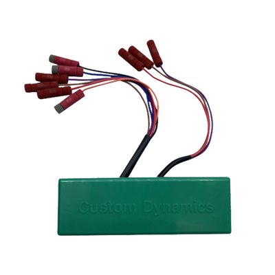 Used to transform your rear turn signals into running, brake & turn signals. 
Choice of 10 user selectable built in brake light strobe/flash patterns (user can also select no strobe/flash on brake). 
Additional functions include selectable running light intensities to match the running light brightness of turn signals to center taillight. 
Ability to apply brake strobe/flash patterns to center taillight only, rear turns only, or rear turns and center taillight. 
Built in SMART function which allows normal turn signal flash to override the brake strobe/flash when simultaneously braking and turning.  
Works with LED or regular incandescent light bulbs. 
Alarm friendly for 01-up models. 
Note: Requires an alarm friendly heatless load equalizer.