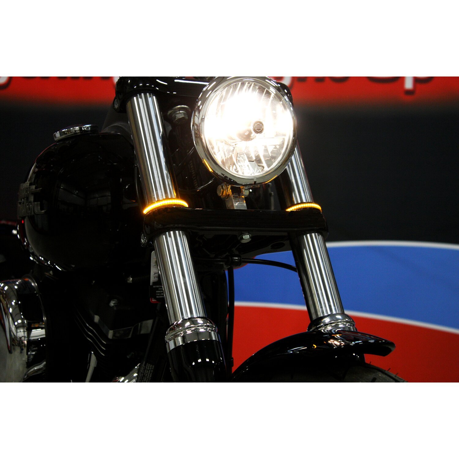 Custom Dynamics Eclipze® LED fork wrap around turn signal, White, Chrome