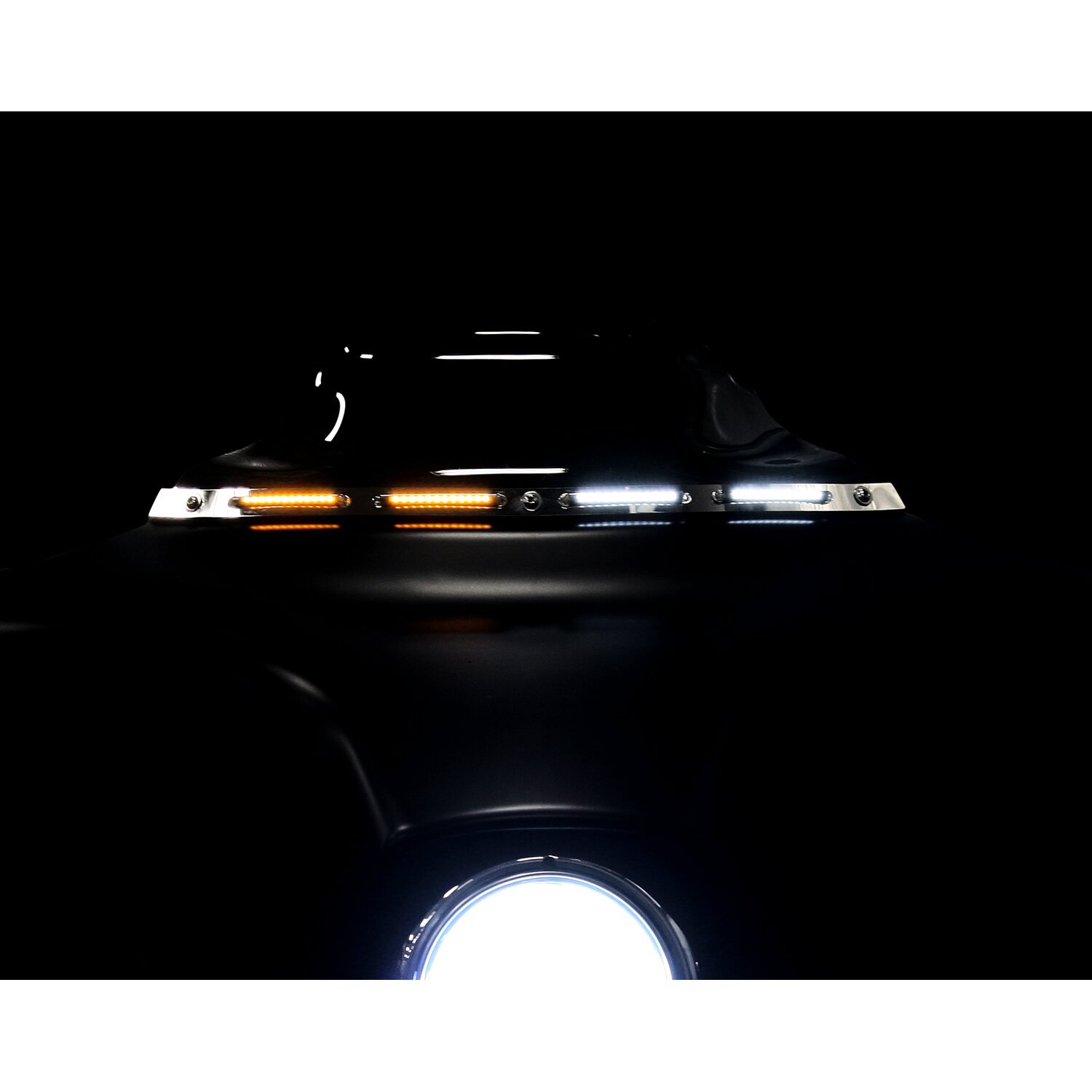 Custom Dynamics TruFLEX® Batwing turn signal LED trim tube, White, Chrome