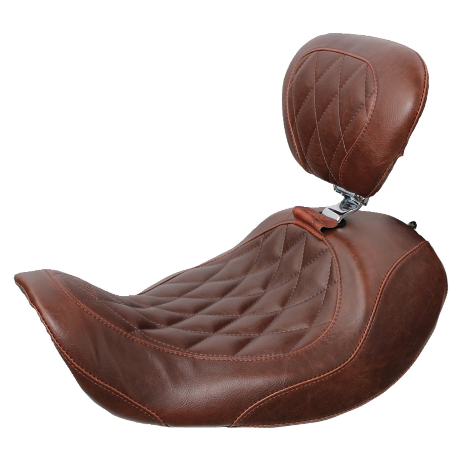 Mustang, Wide Tripper Forward solo seat. With rider backrest, Brown, Diamond