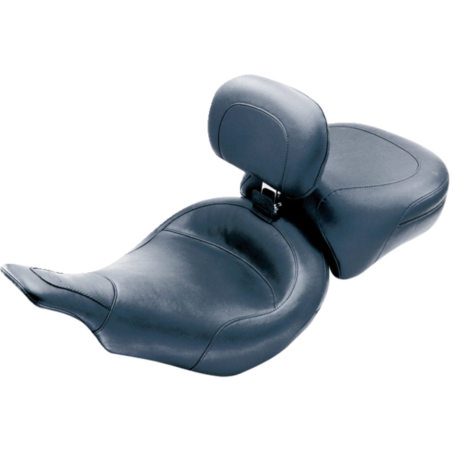 Mustang, Standard Touring solo seat. With rider backrest, Black, Plain