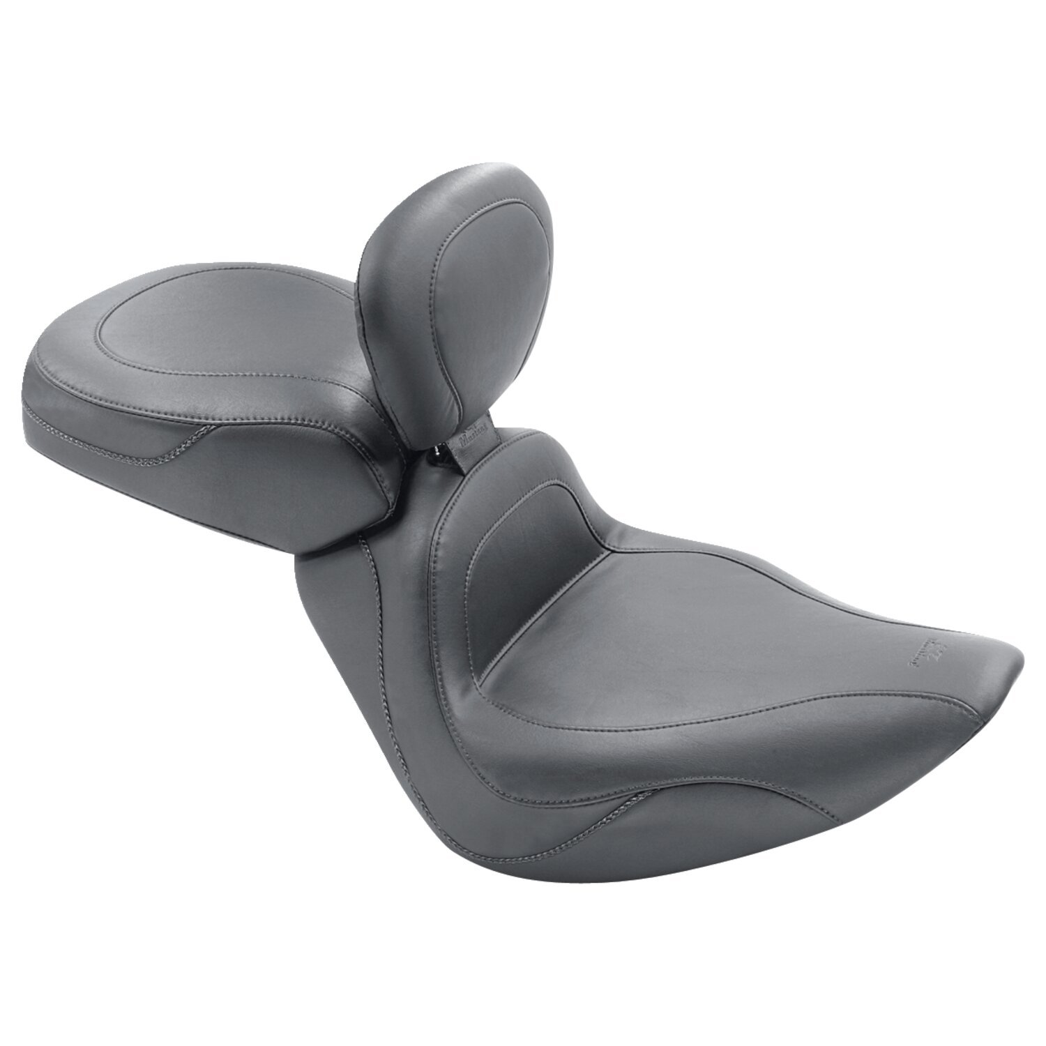Mustang, Sport Touring solo seat. With rider backrest, Black, Plain