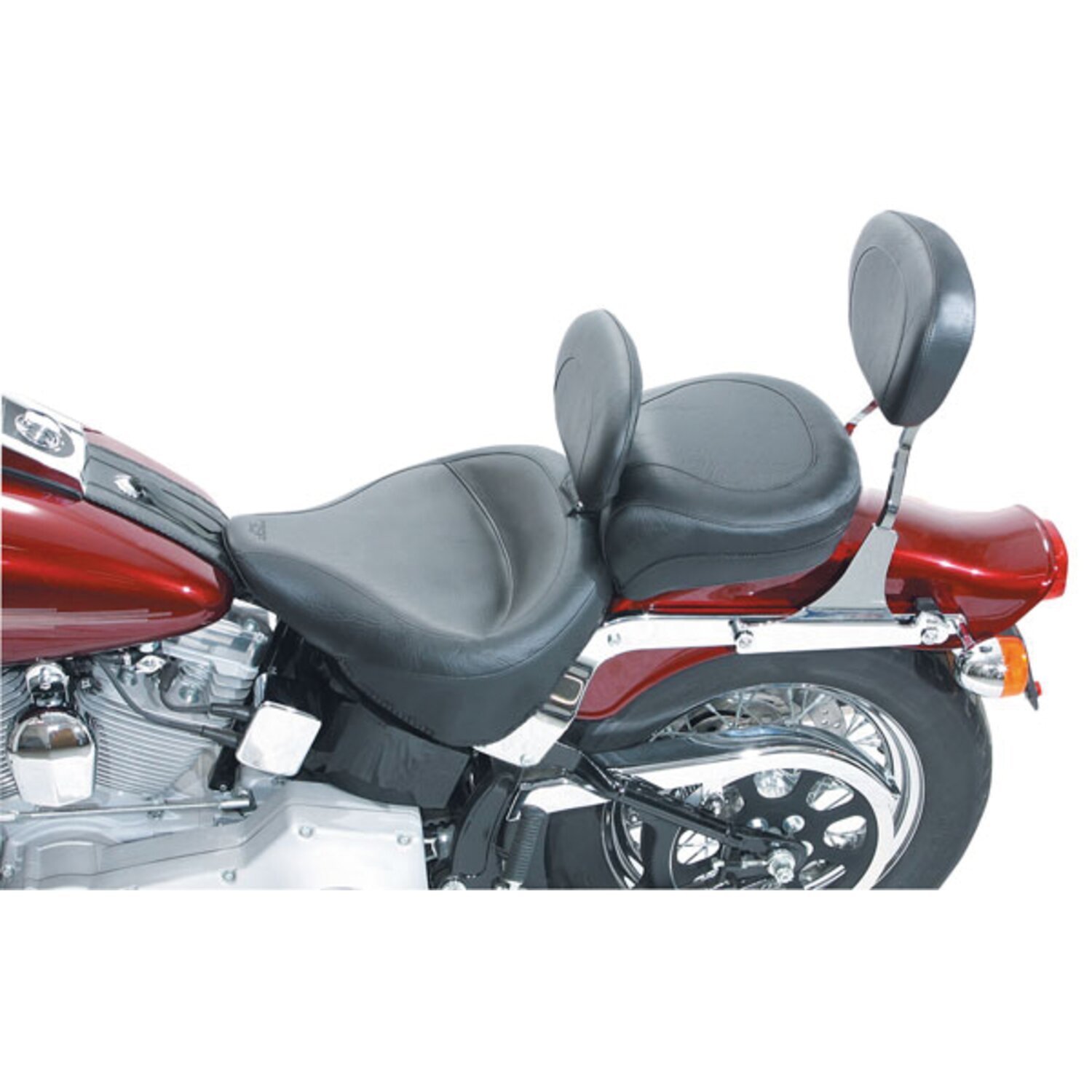 Mustang, Wide Touring passenger seat. With recess, Black, Plain