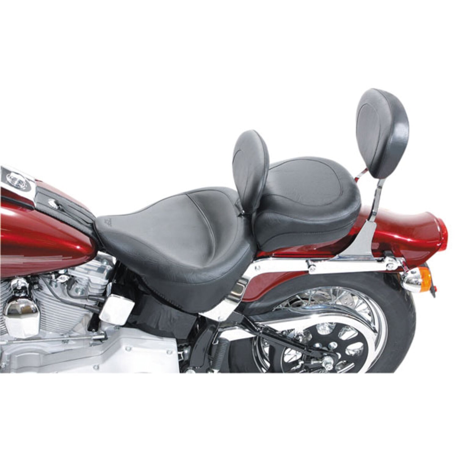 Mustang, Wide Touring solo seat. With rider backrest, Black, Plain