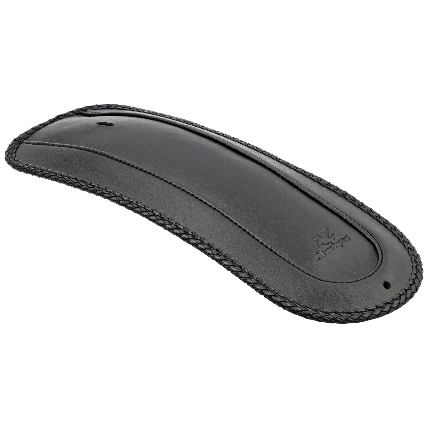 Mustang, rear fender bib. Plain with braided edges, Black