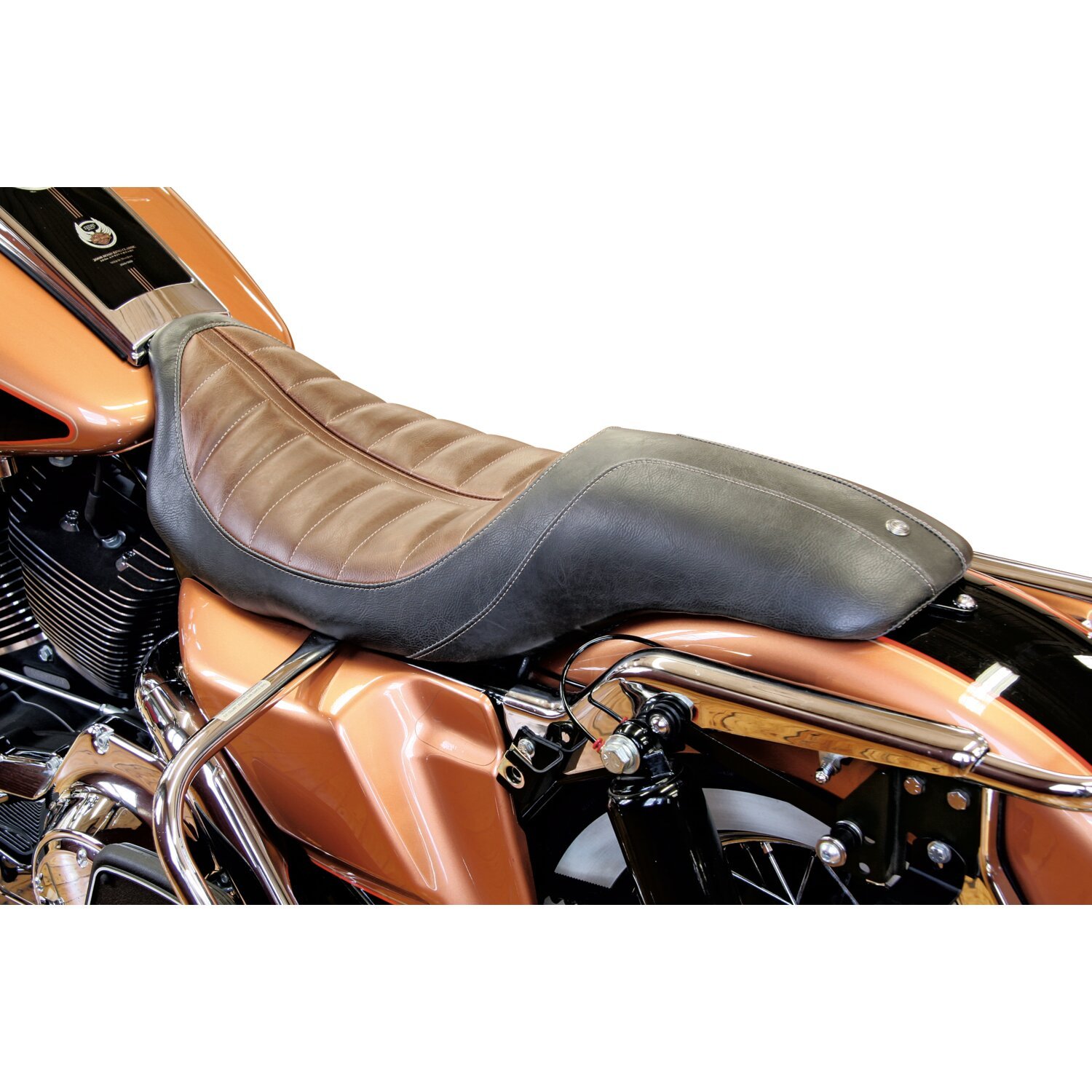 Roland Sands Design, 2-up Enzo seat, Black, brown, Pleated