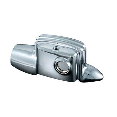 Chrome. Fits directly over the black stock rear master cylinder cover.